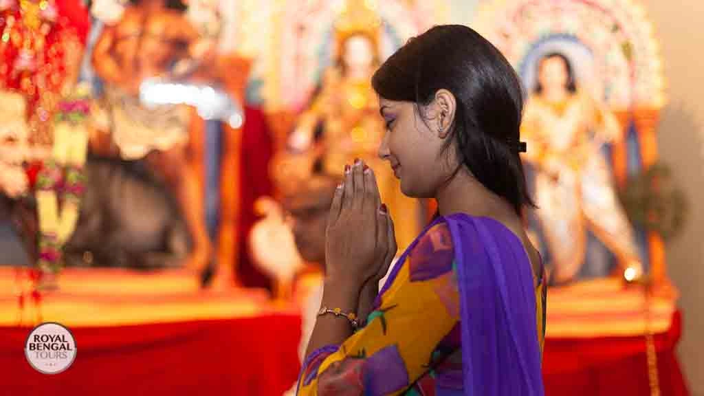 Celebrating Durga Puja at Dhakeshwari Temple a Hindu festival in Dhaka