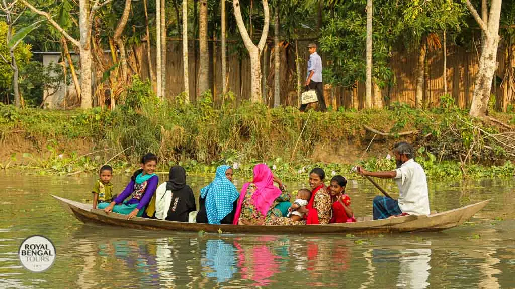 Family travel on the backwaters of Barisal is a traditional way of life