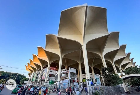 Kamalapur Railway Station, Dhaka, Bangladesh. Architectural landmark with unique roof design