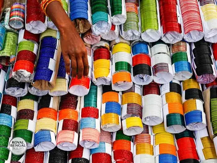 Colorful bangles, traditional jewelry worn by Bengali women in Bangladesh