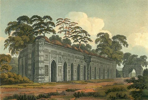 A 18th-century painting showcasing the Sona Masjid, Bangladesh