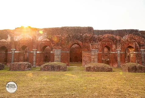 Darashbari Mosque ruins, showcasing its brick architecture