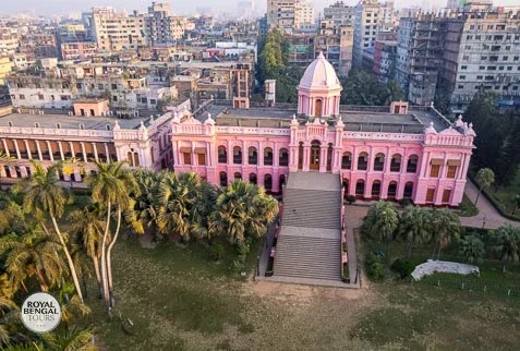 Aerial shot of Ahsan Manzil or Pink Palace tourist spot