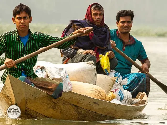 On the way to a floating rice market in Barishal