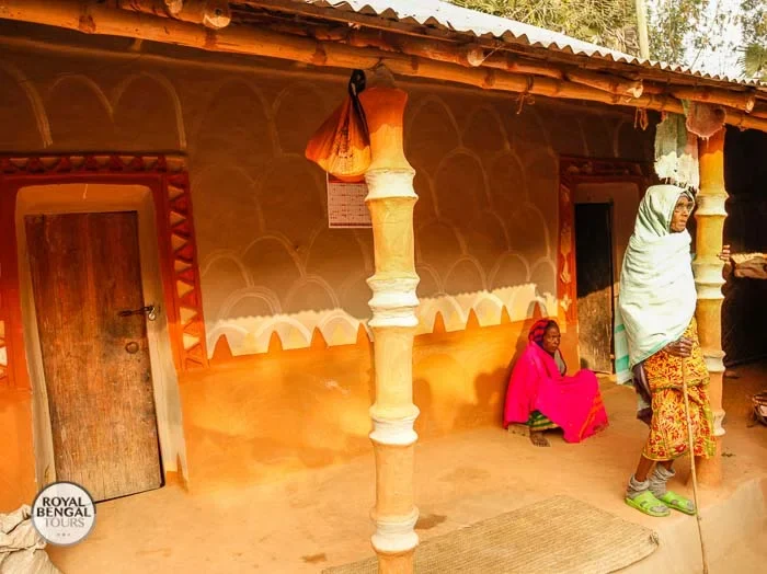 traditional colorful mud house of shaotal tribal community in the north of Banglade